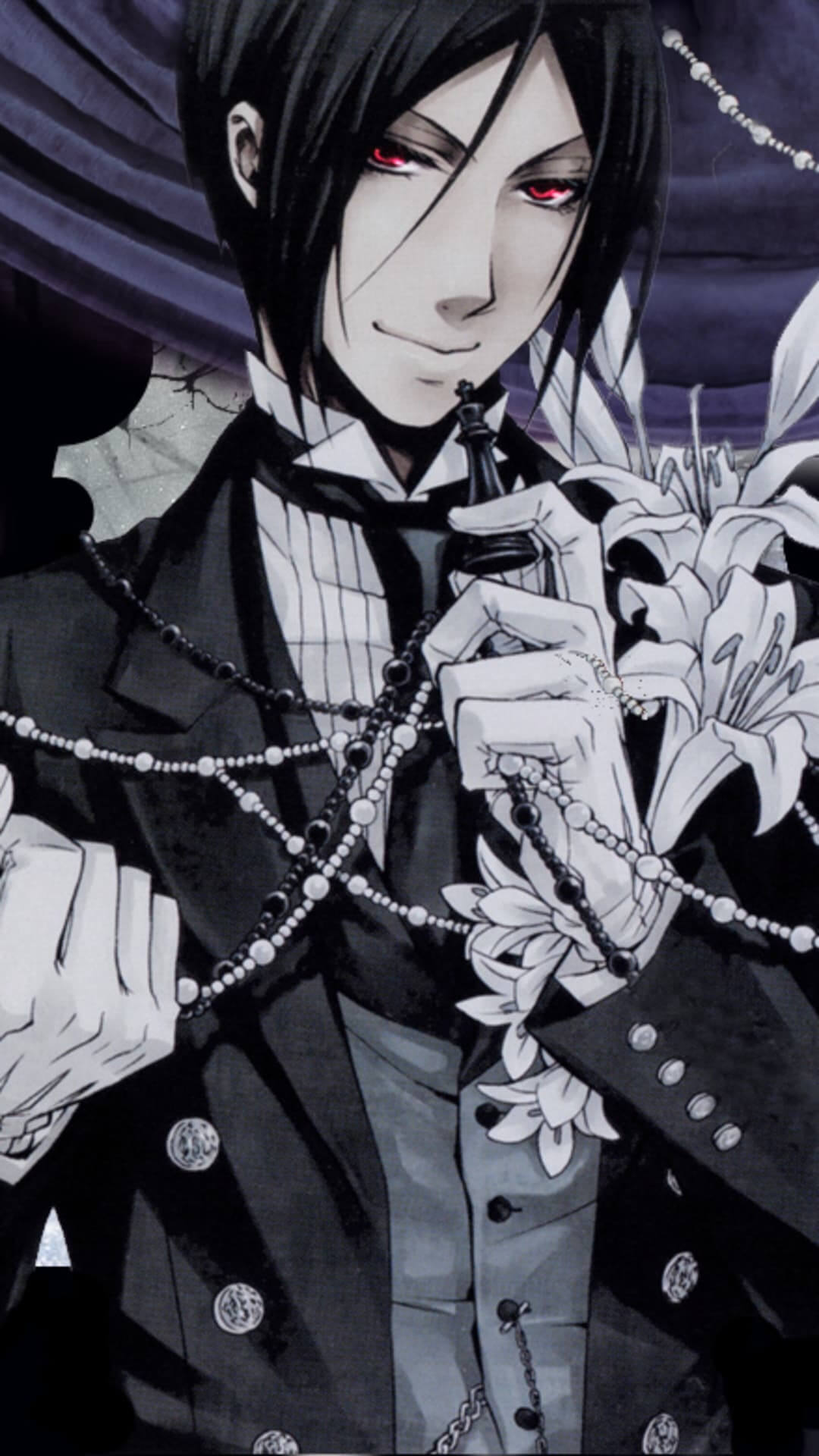 A monochrome portrait of a character with red eyes anime wallpaper, 4K
