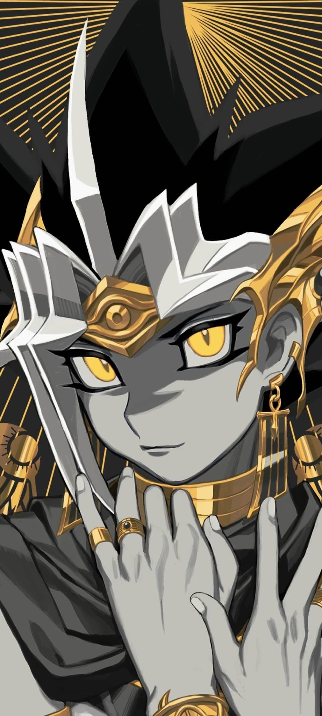 A stylized portrait of a character with golden accessories anime wallpaper, 4K