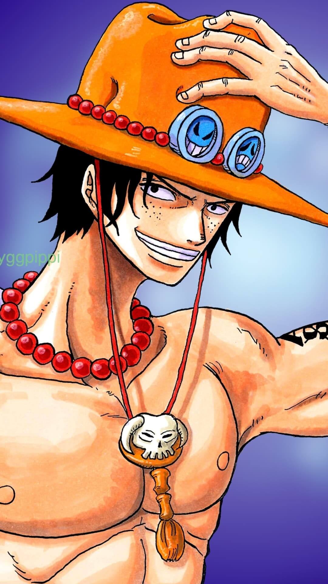 Ace from One Piece smiles, portrait. anime wallpaper, 4K