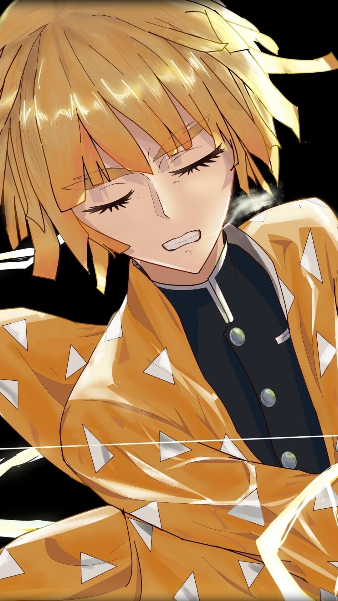 Anime character with blond hair and orange kimono anime wallpaper, 4K