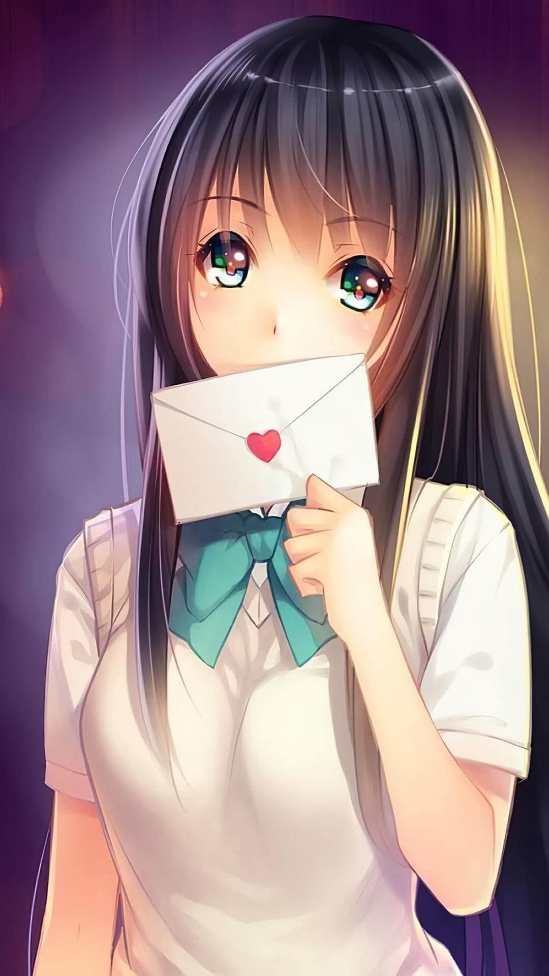 Anime girl holding a love letter anime wallpaper, 4K