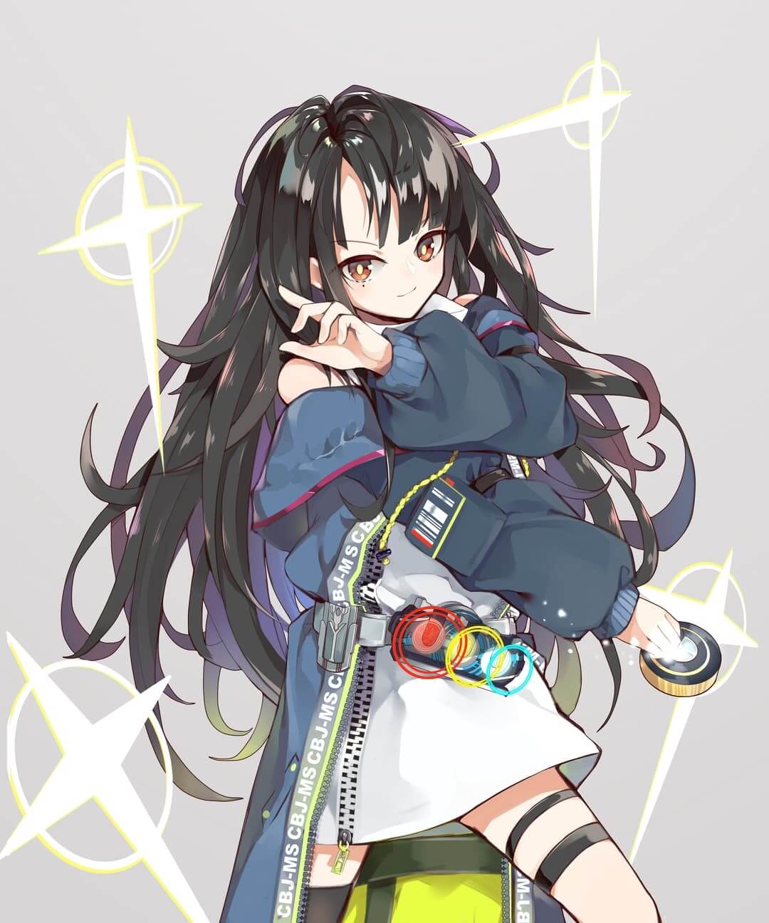 Anime girl in modern attire with shining stars anime wallpaper, 4K