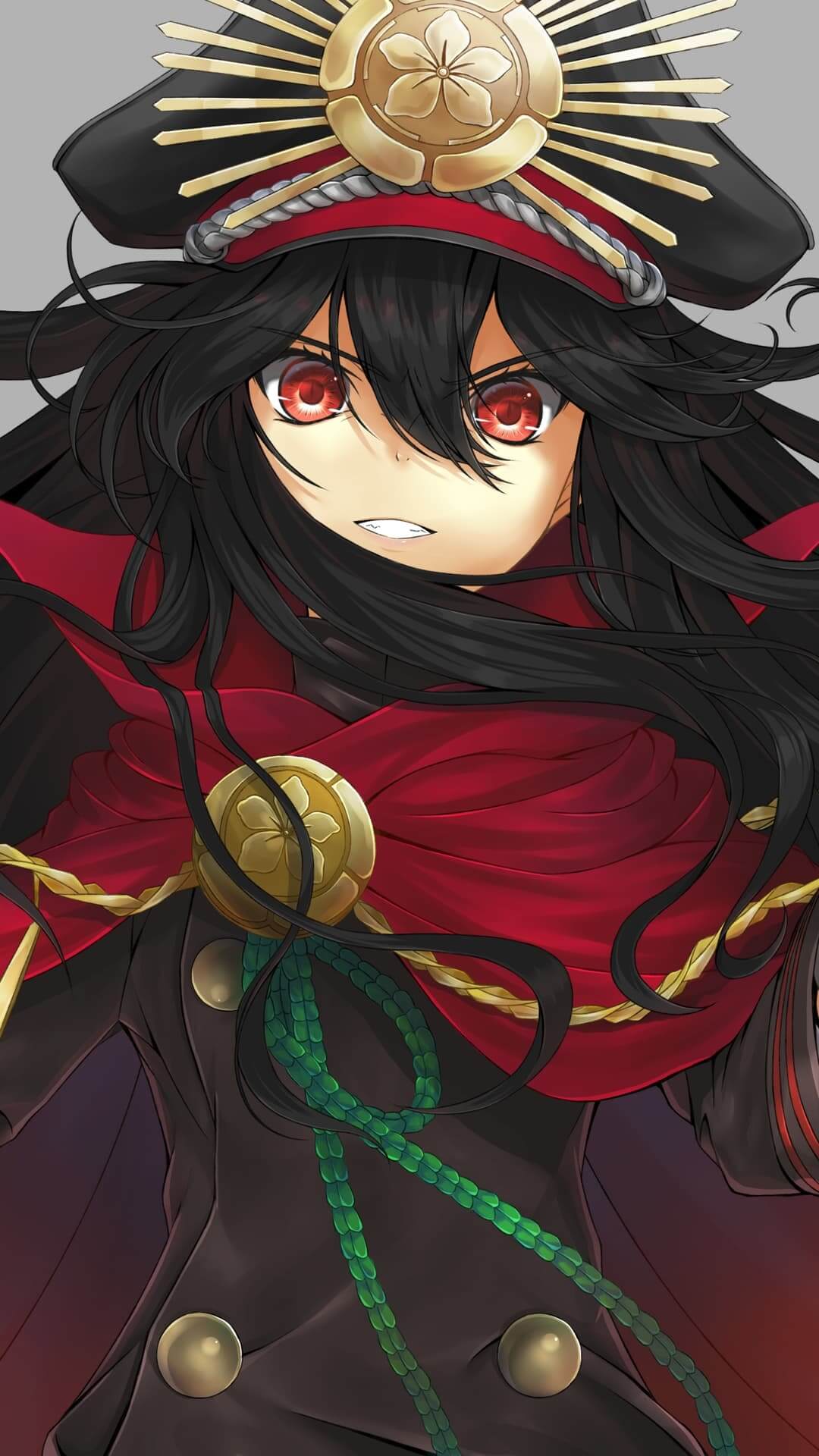 Anime girl with black hair and red cloak anime wallpaper, 4K