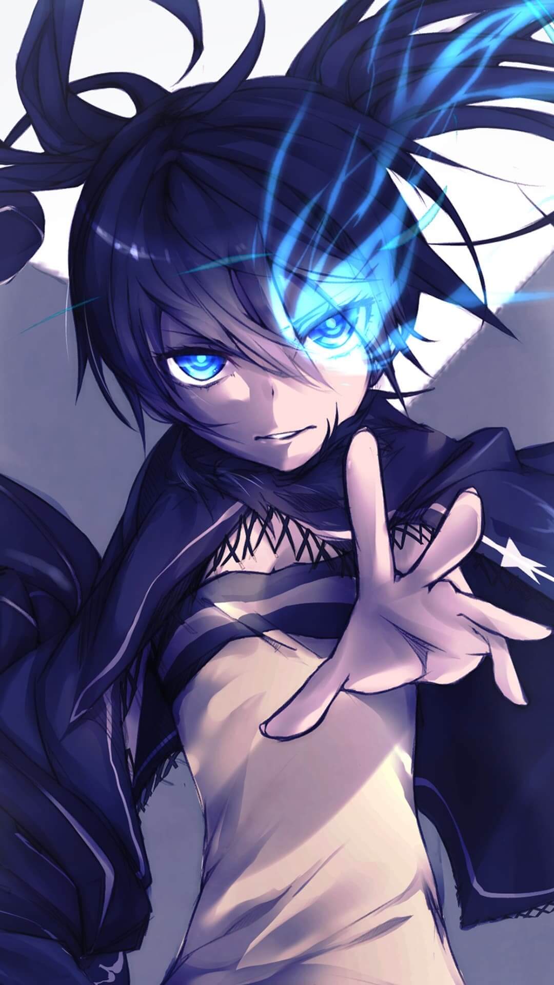 Anime girl with blue eyes and flames coming from her eye anime wallpaper, 4K