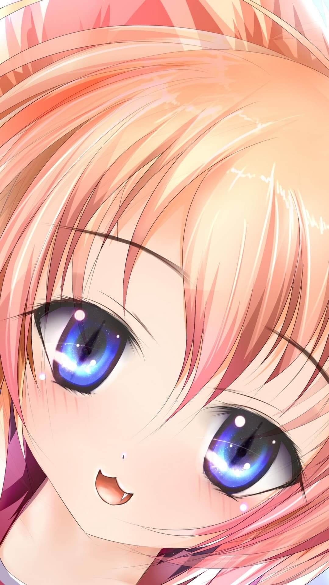 Anime girl with rosy hair, striking eyes, and playful smile. anime wallpaper, 4K