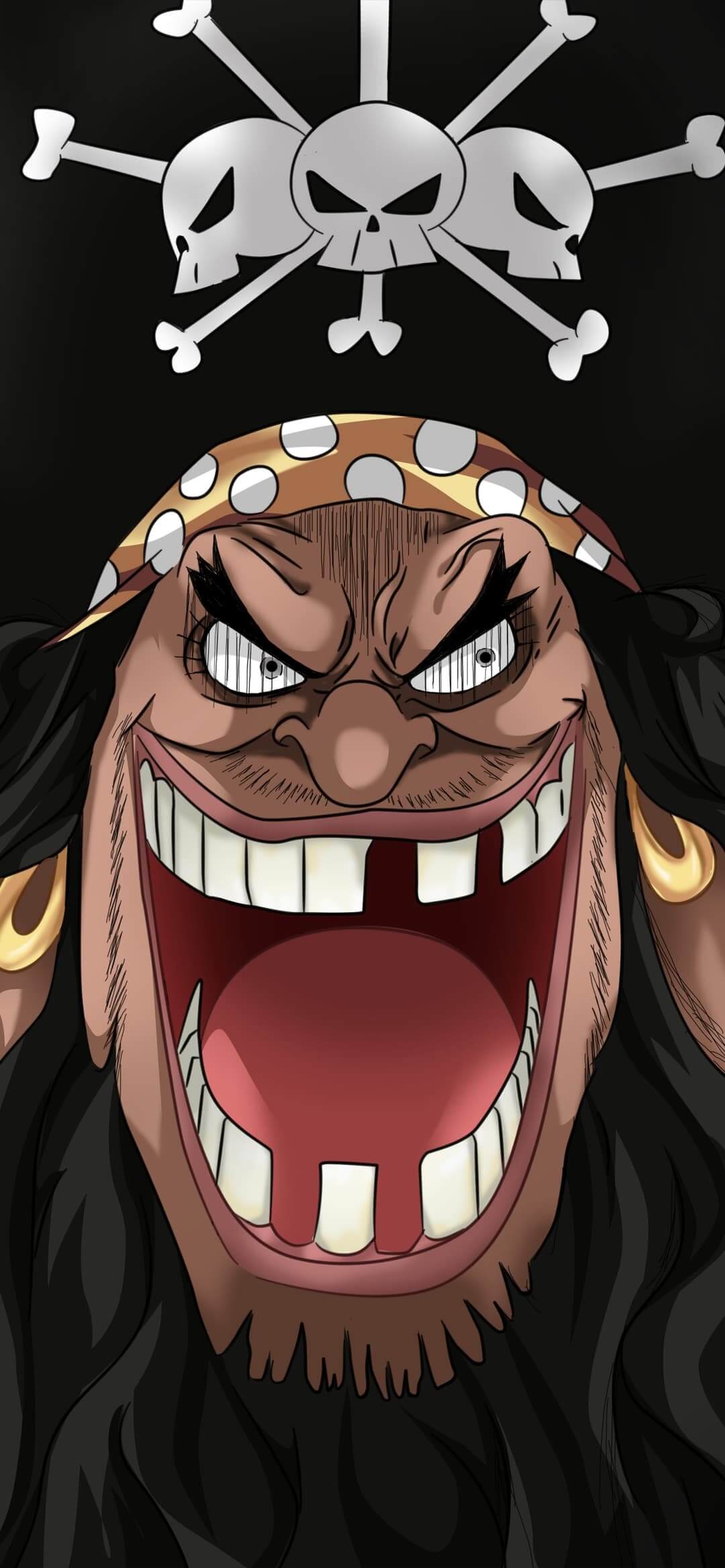 Close-up of a grinning pirate captain anime wallpaper, 4K