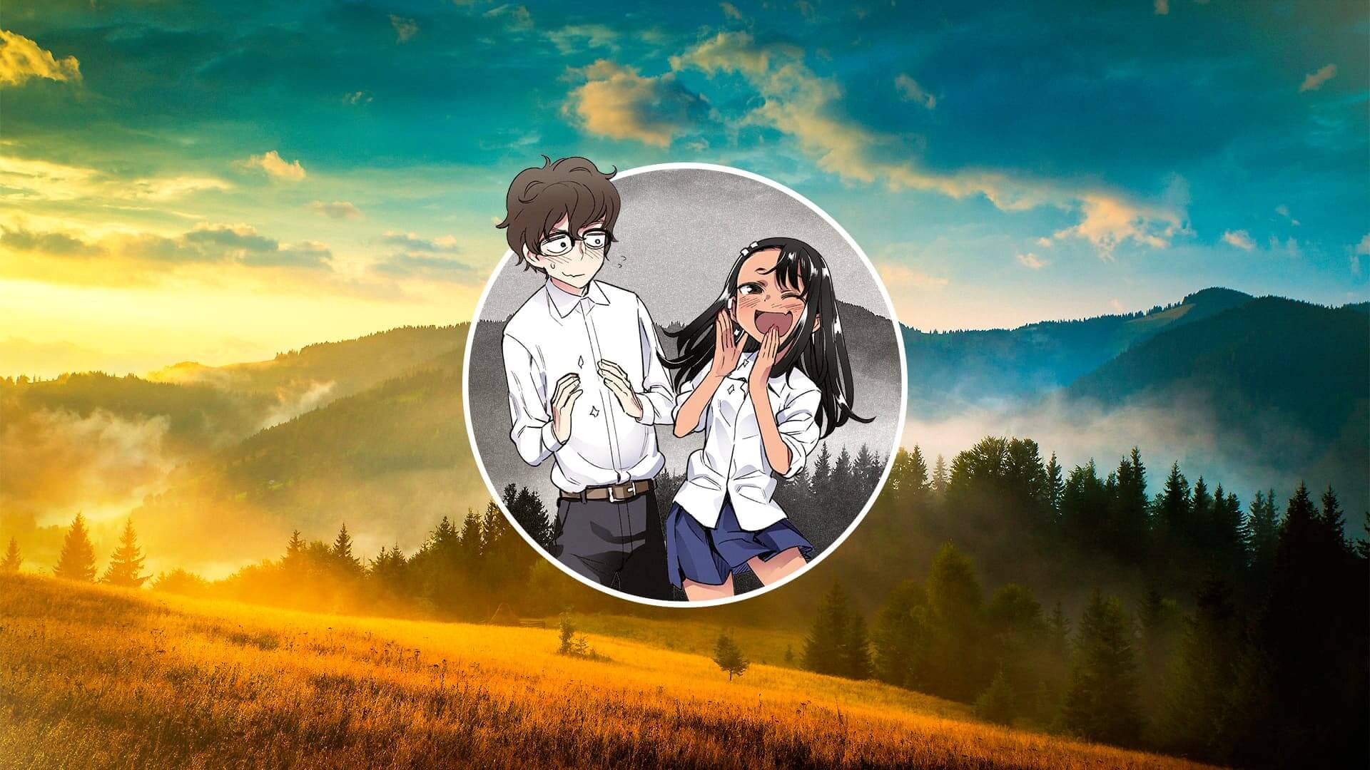 Couple in a scenic landscape anime wallpaper, 4K