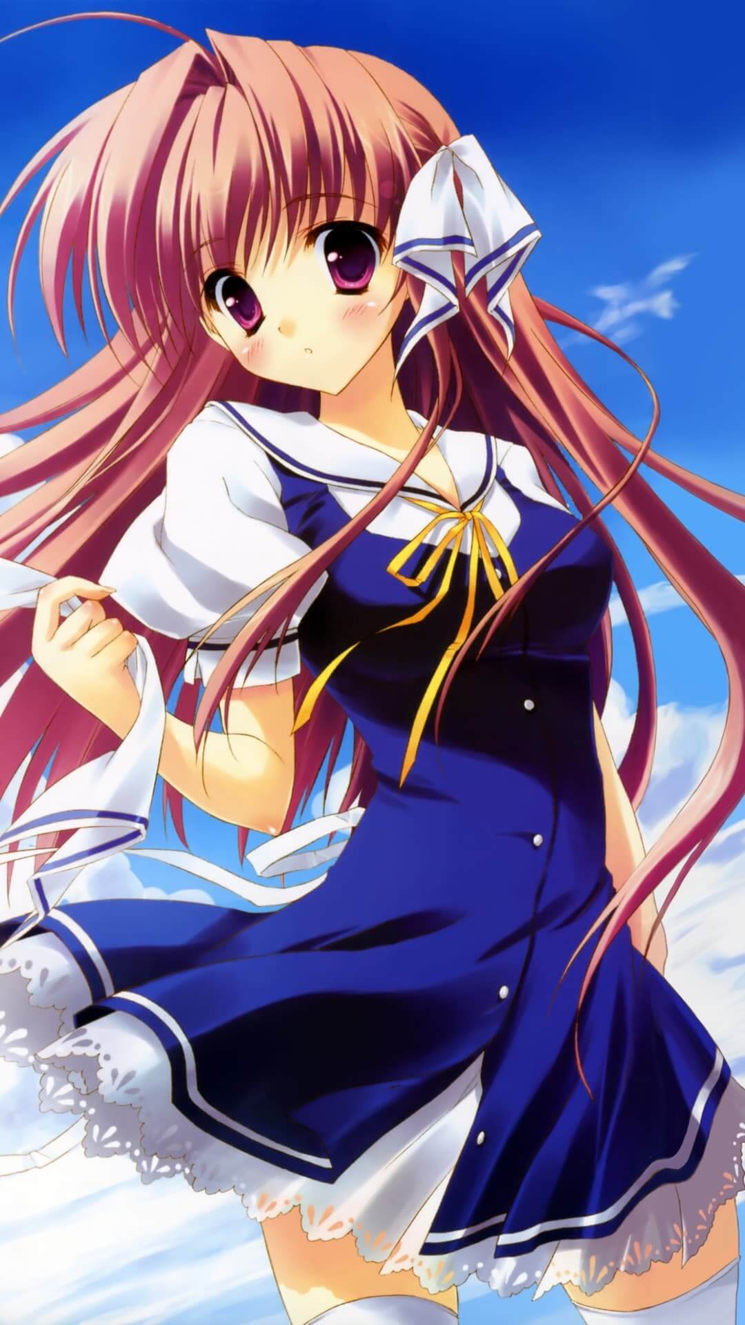 Cute anime girl in a sailor dress anime wallpaper, 4K