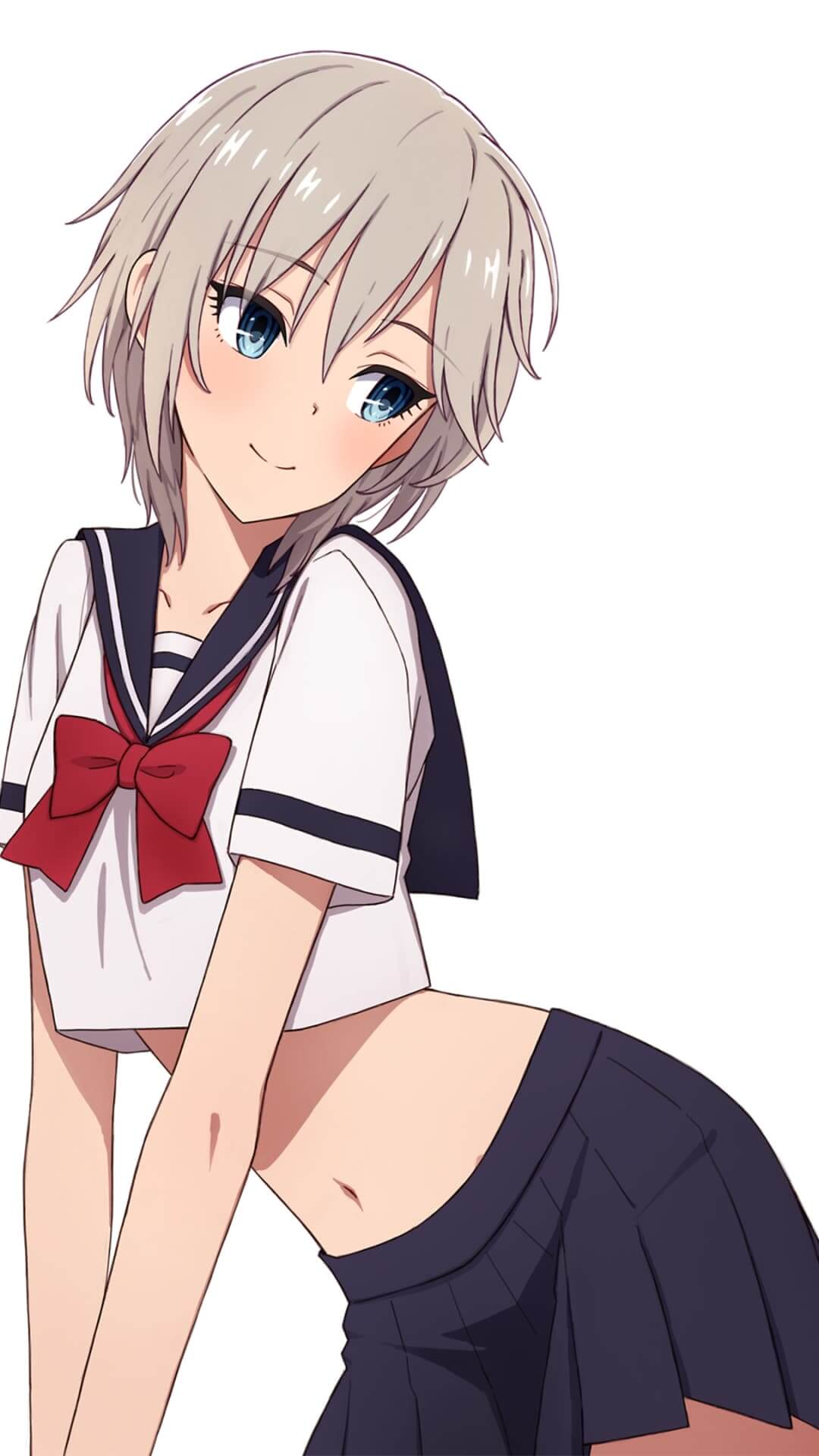 Cute anime girl in school uniform anime wallpaper, 4K