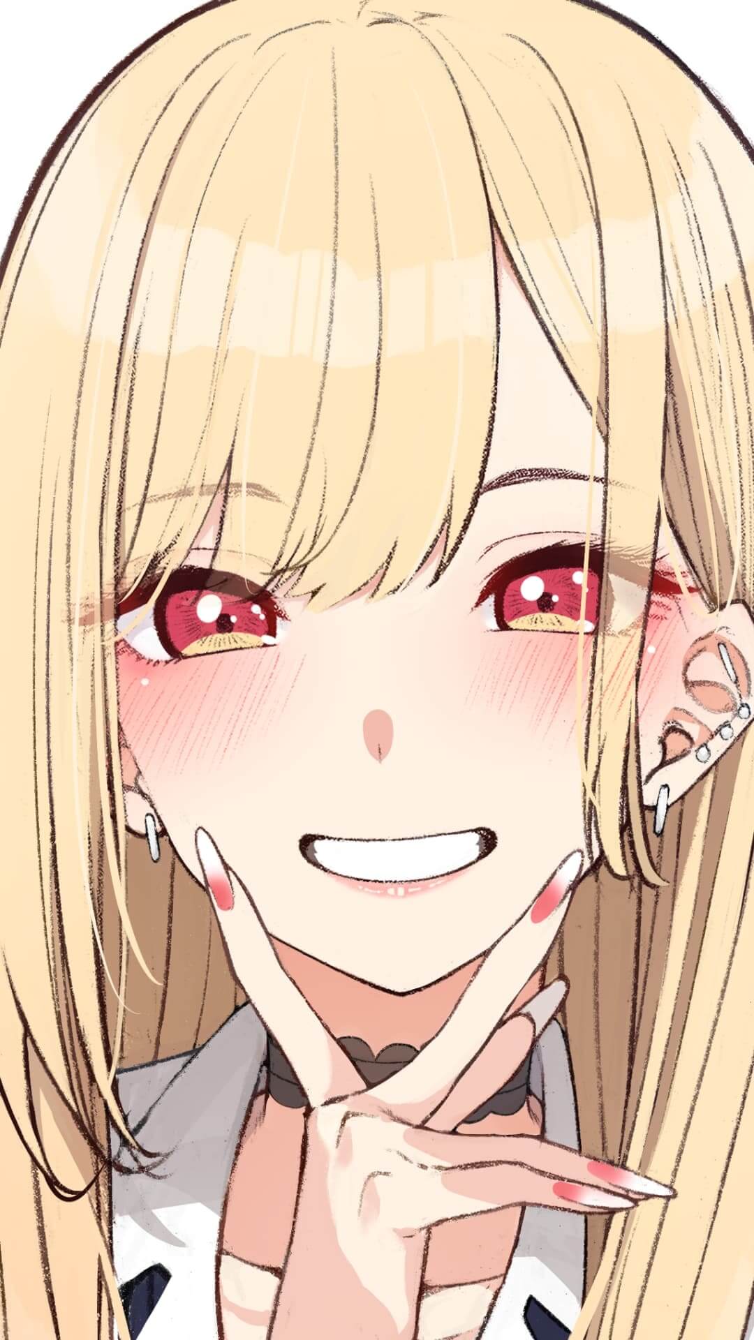 Cute girl anime smile portrait: face, hair, skin, and hands close anime wallpaper, 4K