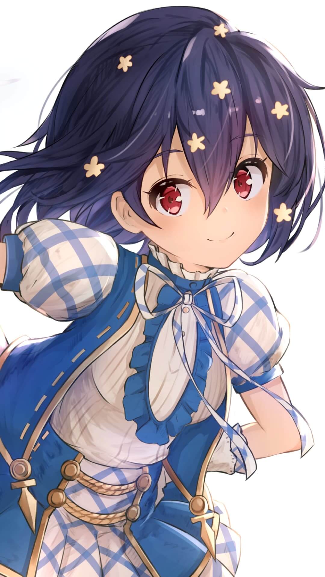 Cute girl in blue and white checkered dress anime wallpaper, 4K
