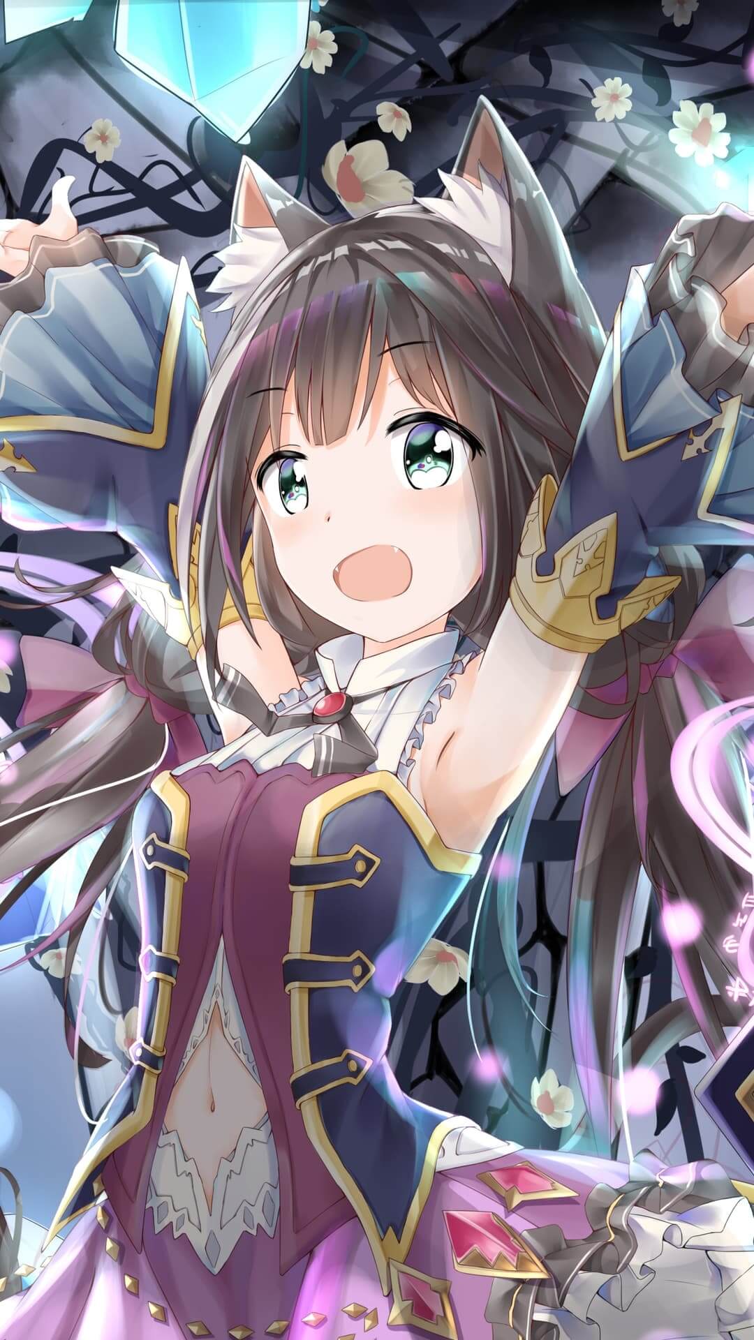 Cute girl in fantasy attire, magical background anime wallpaper, 4K