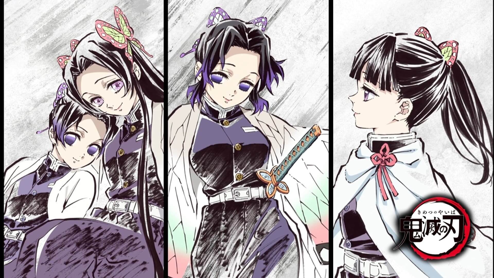 Demon Slayer characters in a stylish illustration anime wallpaper, 4K