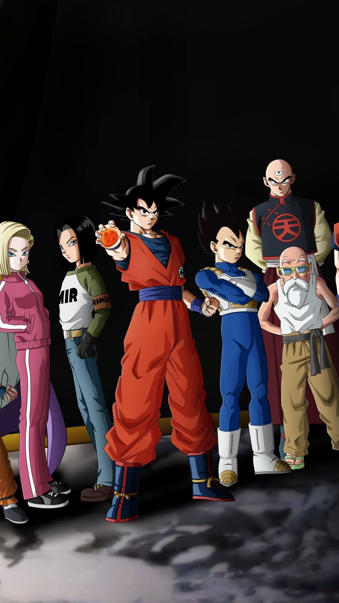 Dragon Ball characters, ready for a fight, stand together. anime wallpaper, 4K