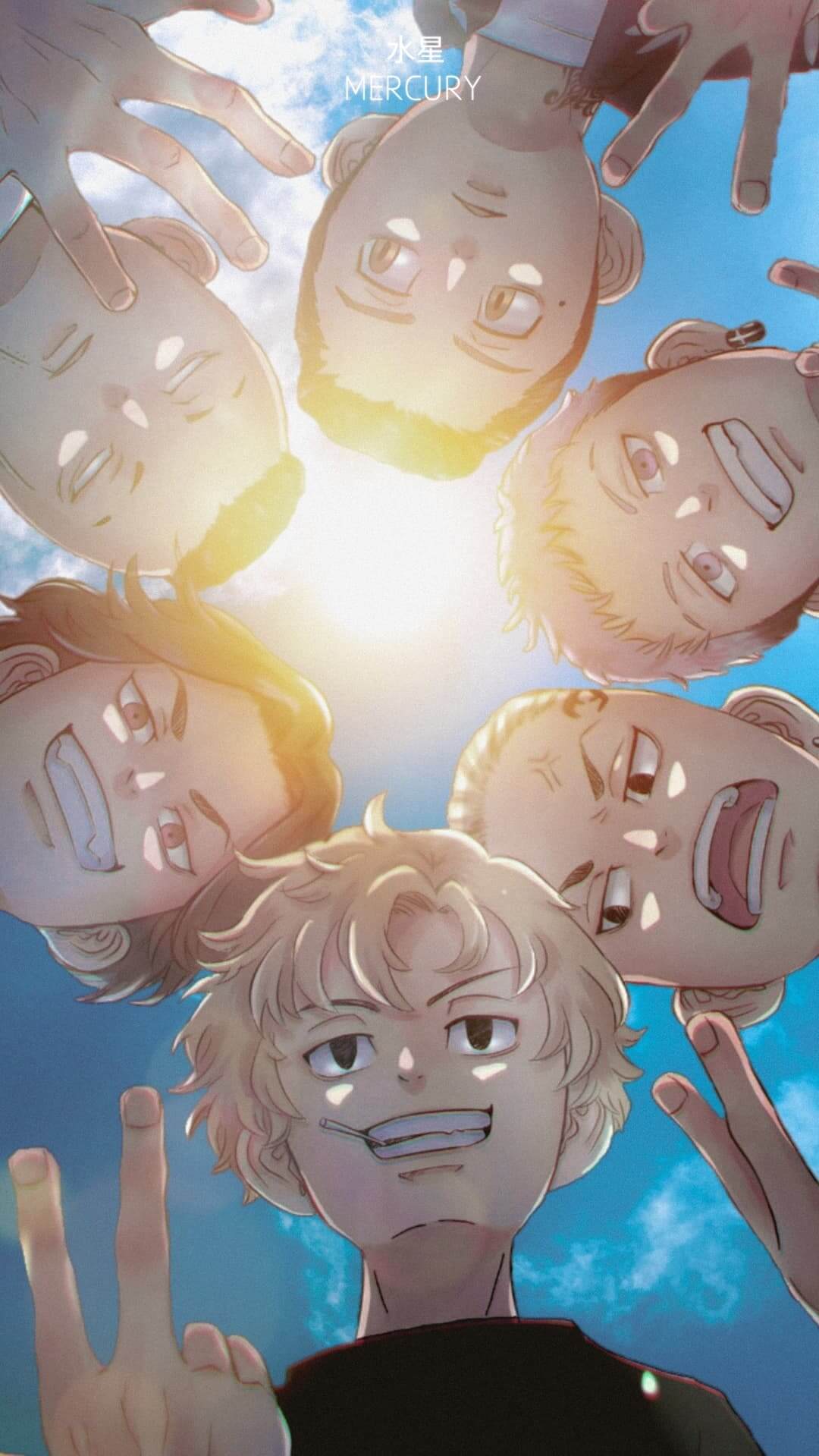 Friends looking up at the sky anime wallpaper, 4K