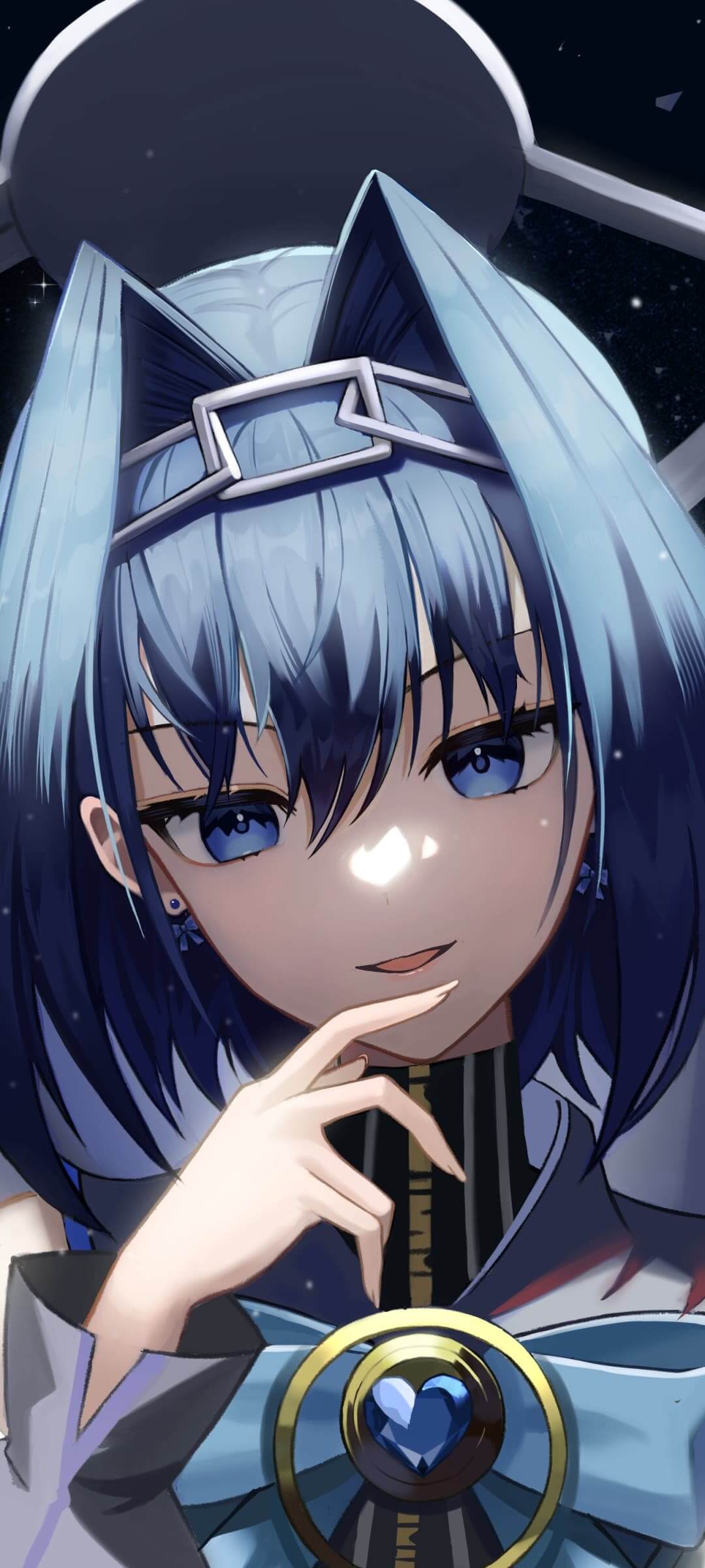 Girl with blue hair, a confident expression, and a striking outfit anime wallpaper, 4K