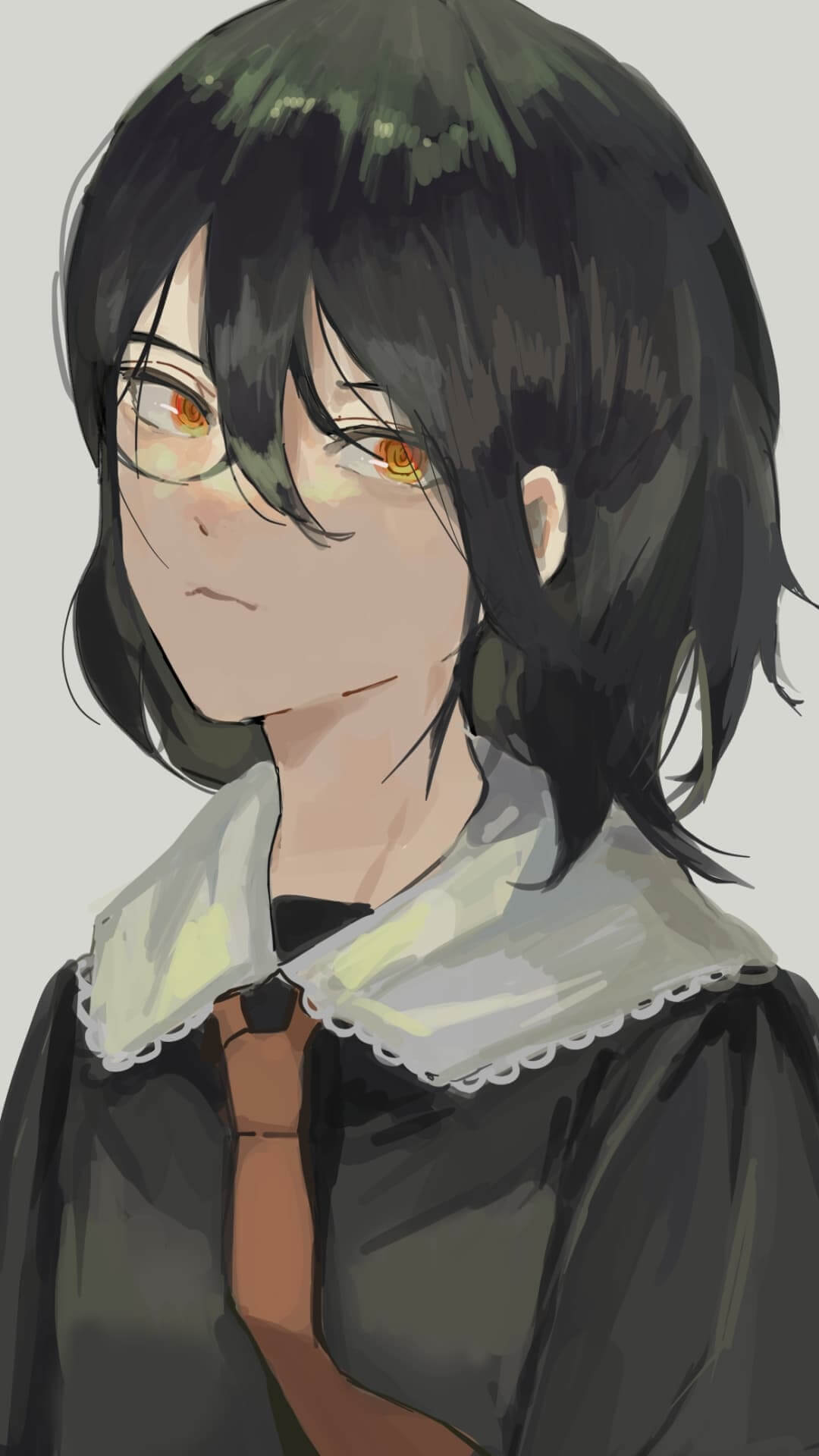 Girl with dark hair and glasses anime wallpaper, 4K