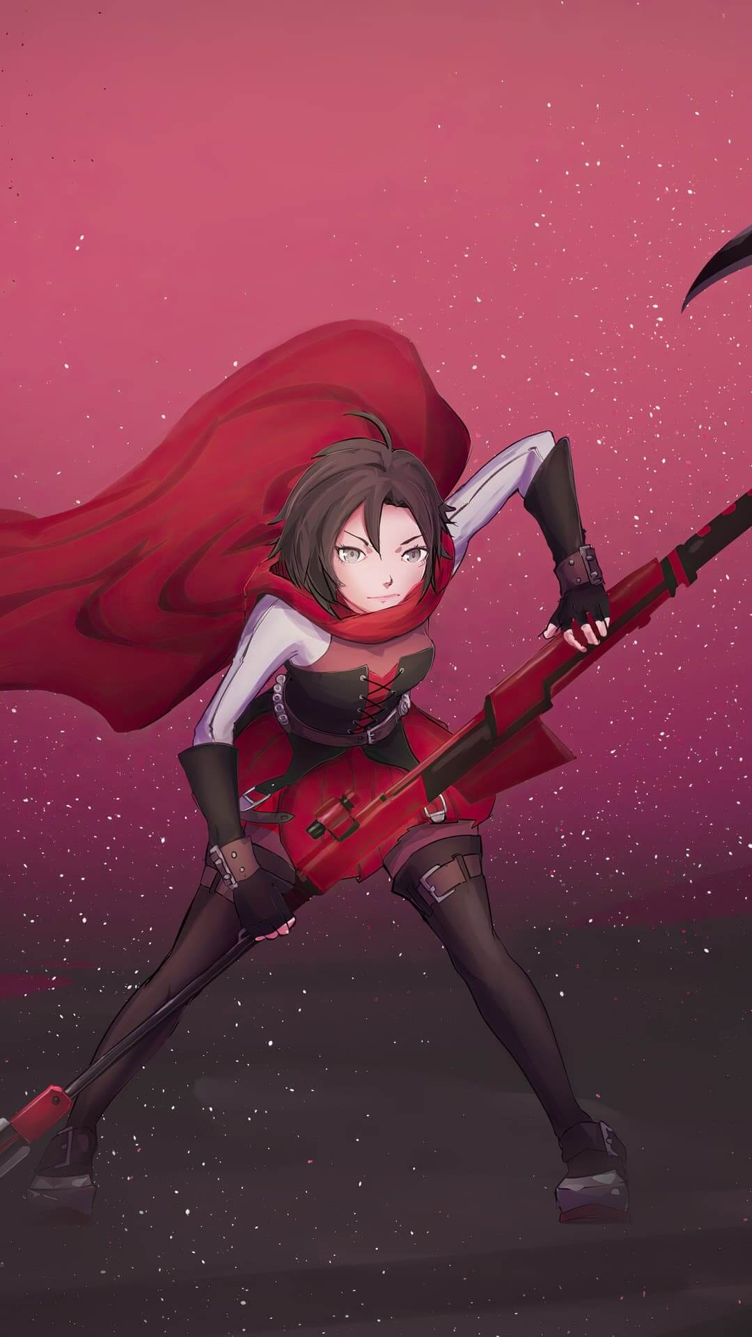 Girl with red cloak and weapon anime wallpaper, 4K
