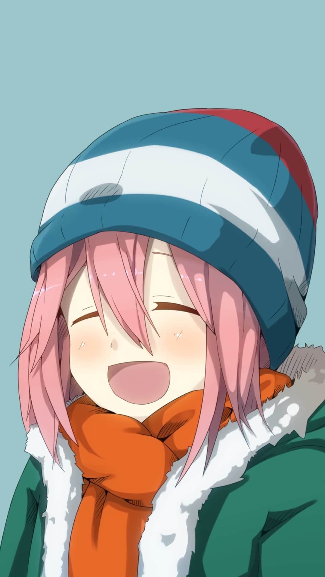 Happy girl in winter clothing anime wallpaper, 4K