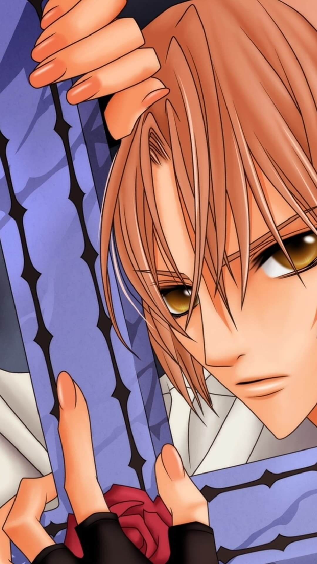 Intense gaze of a young man, holding a red rose anime wallpaper, 4K
