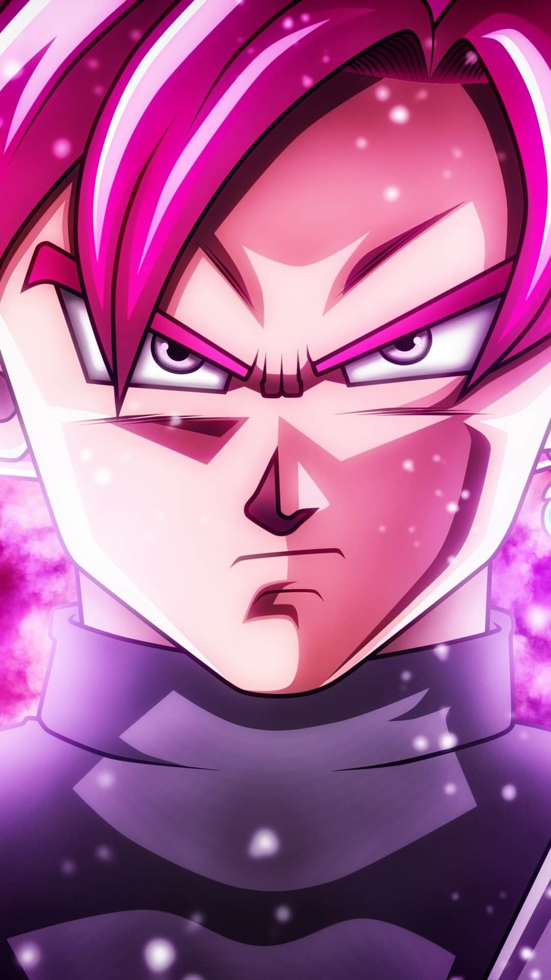 Intense, pink-haired warrior with determined expression, showcasing power anime wallpaper, 4K