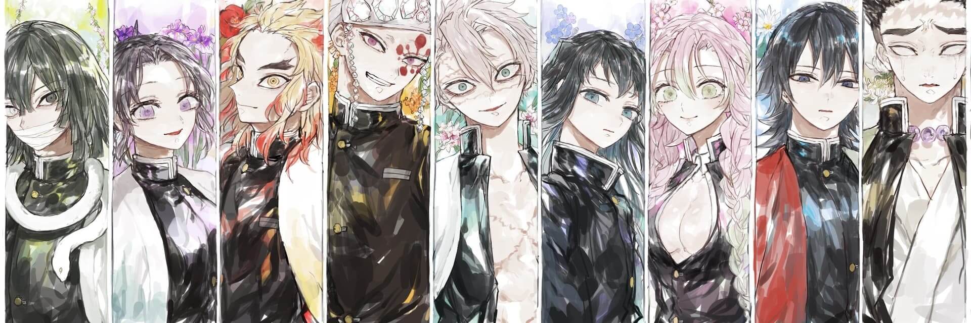 Kimetsu no Yaiba characters in school uniforms anime wallpaper, 4K