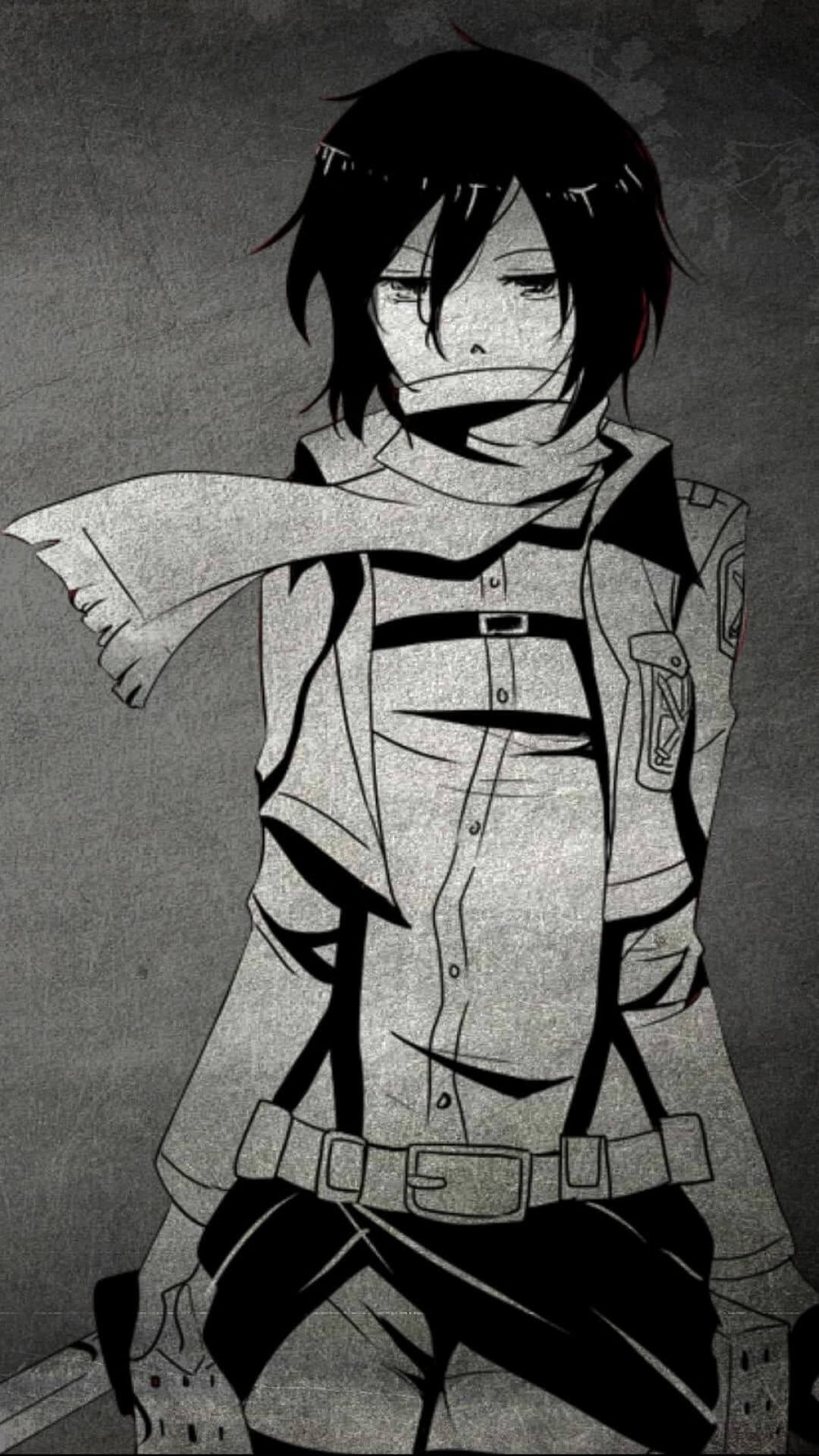 Monochrome illustration of a character anime wallpaper, 4K