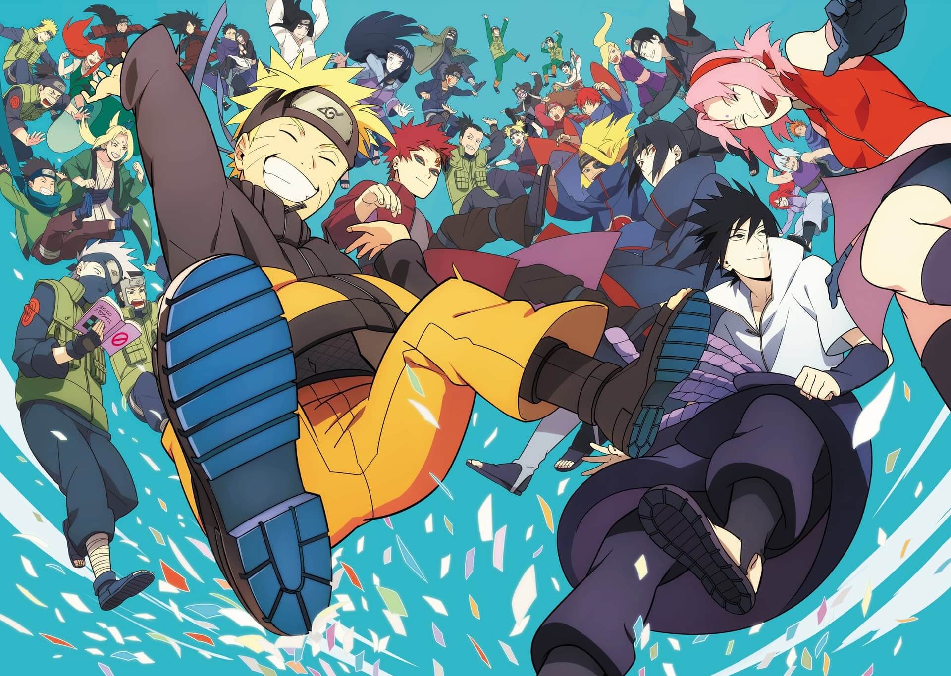 Naruto characters celebrating together anime wallpaper, 4K