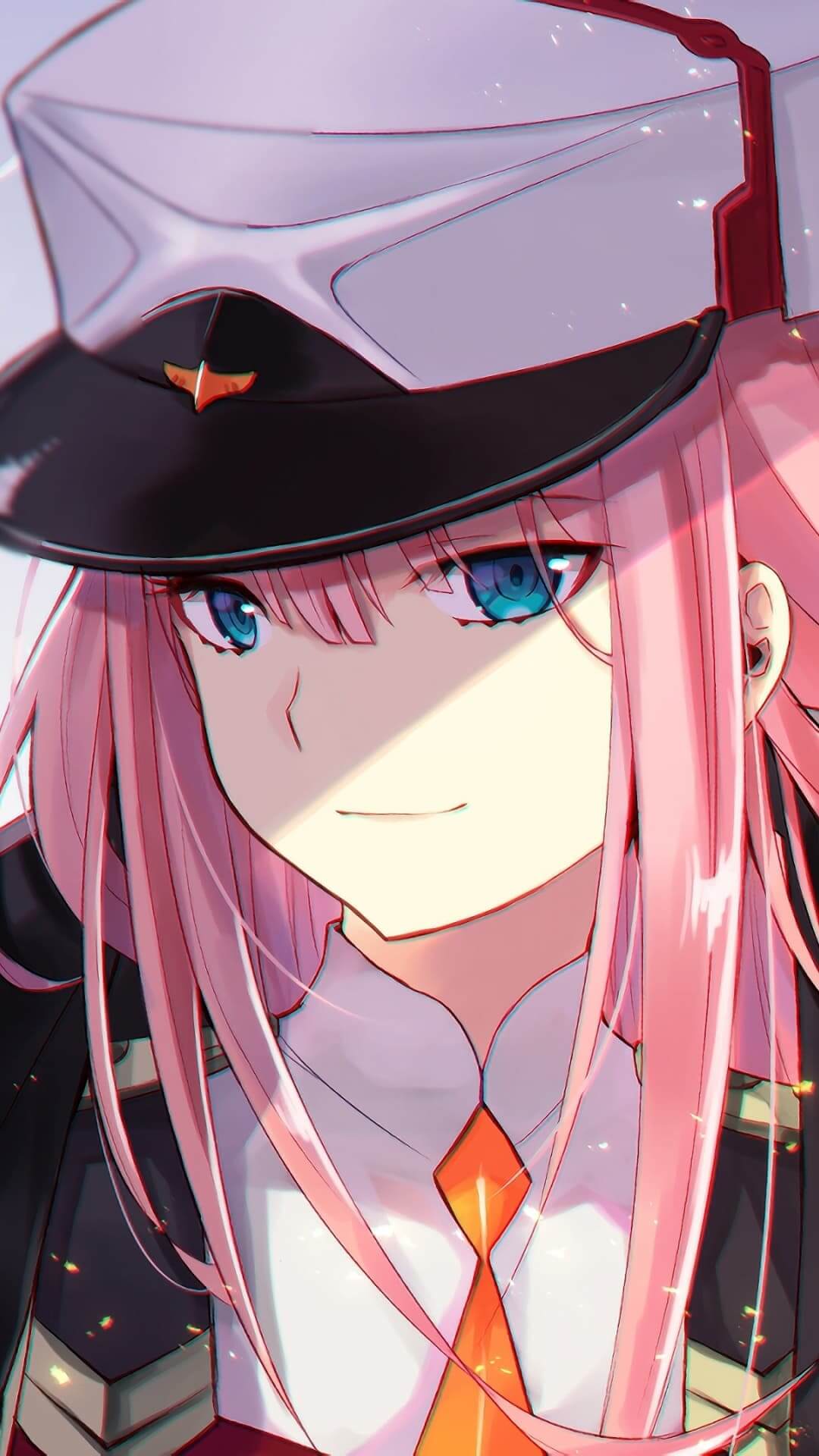 Pink-haired girl in a military cap anime wallpaper, 4K