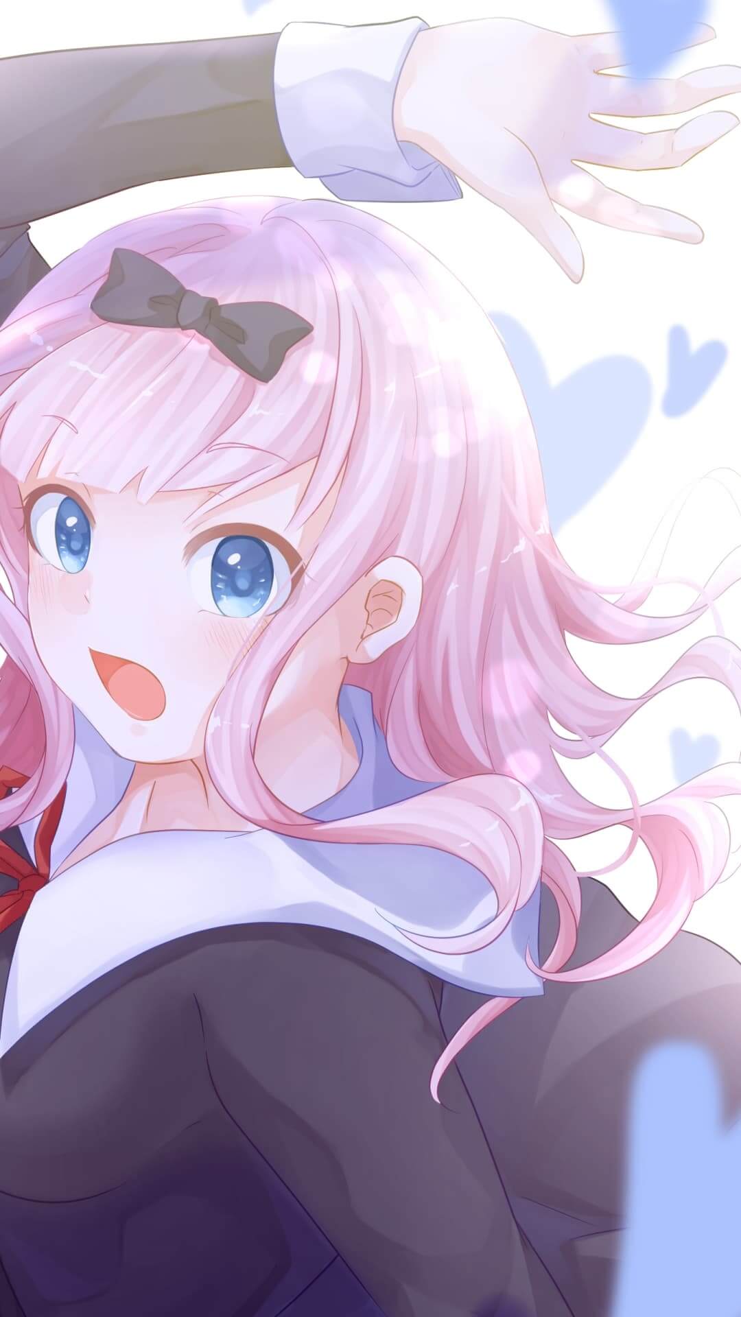 Pink-haired girl in school uniform anime wallpaper, 4K