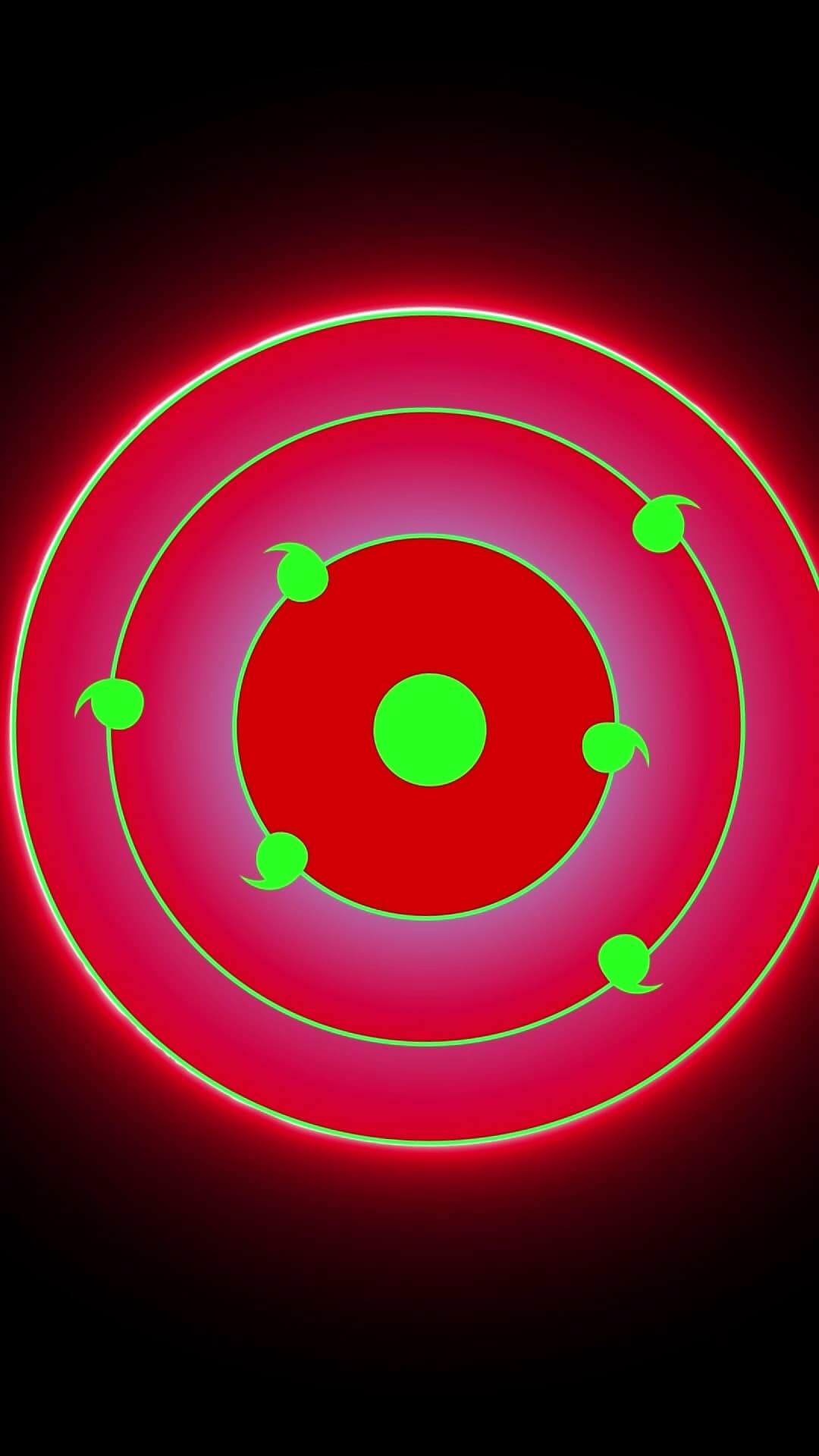 Red and green concentric circles with glowing rim anime wallpaper, 4K