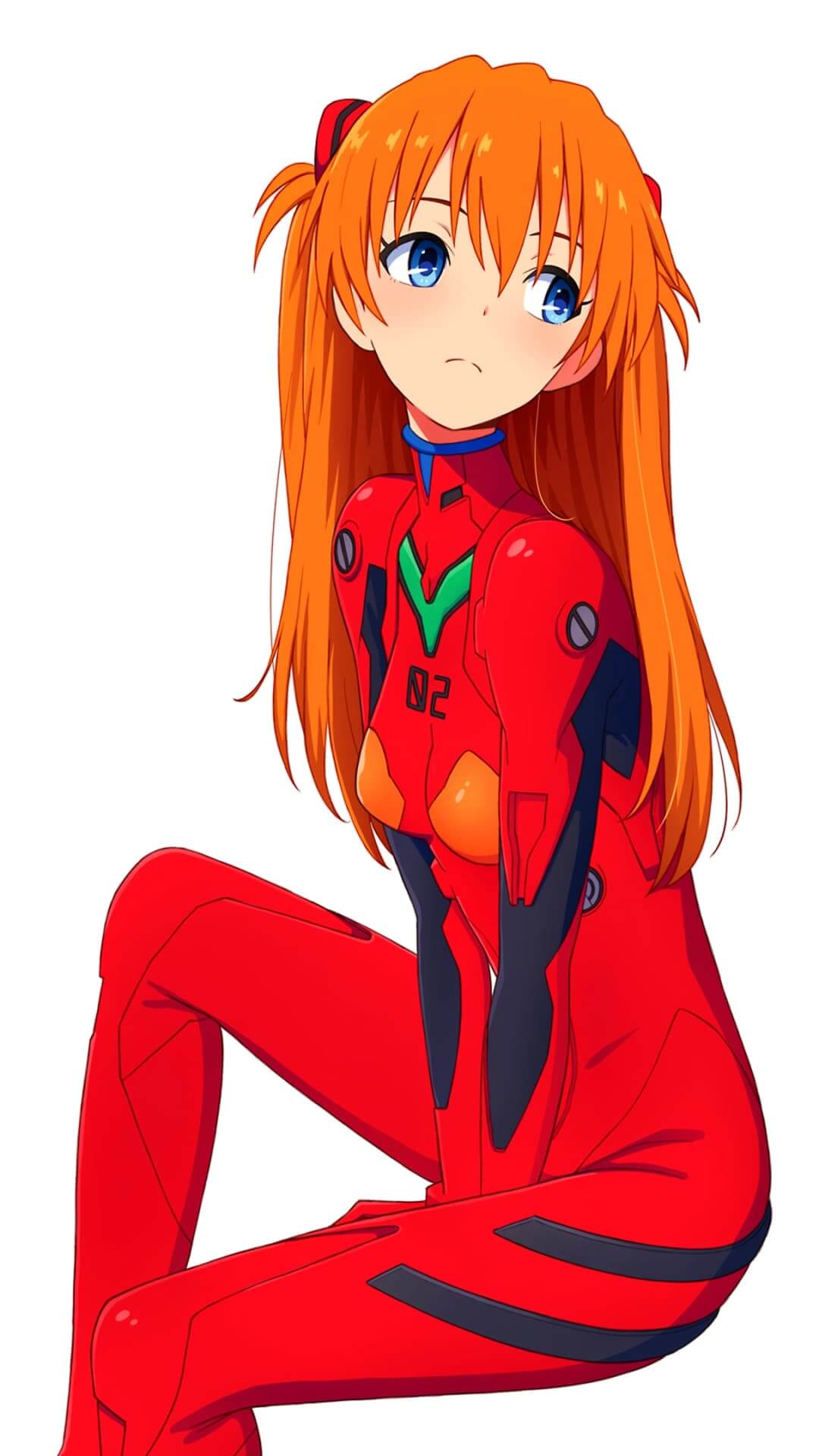 Red suit wearing girl with orange hair sitting down anime wallpaper, 4K