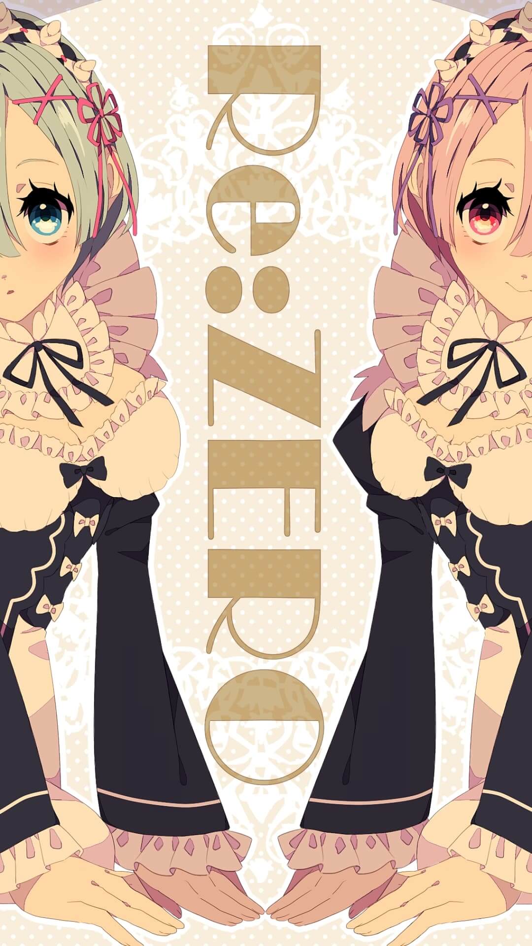 Rem and Ram from Re:Zero posing side by side anime wallpaper, 4K