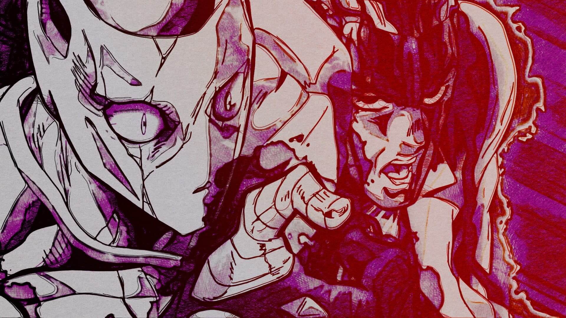 Stylized artwork featuring two figures, one with a mask anime wallpaper, 4K