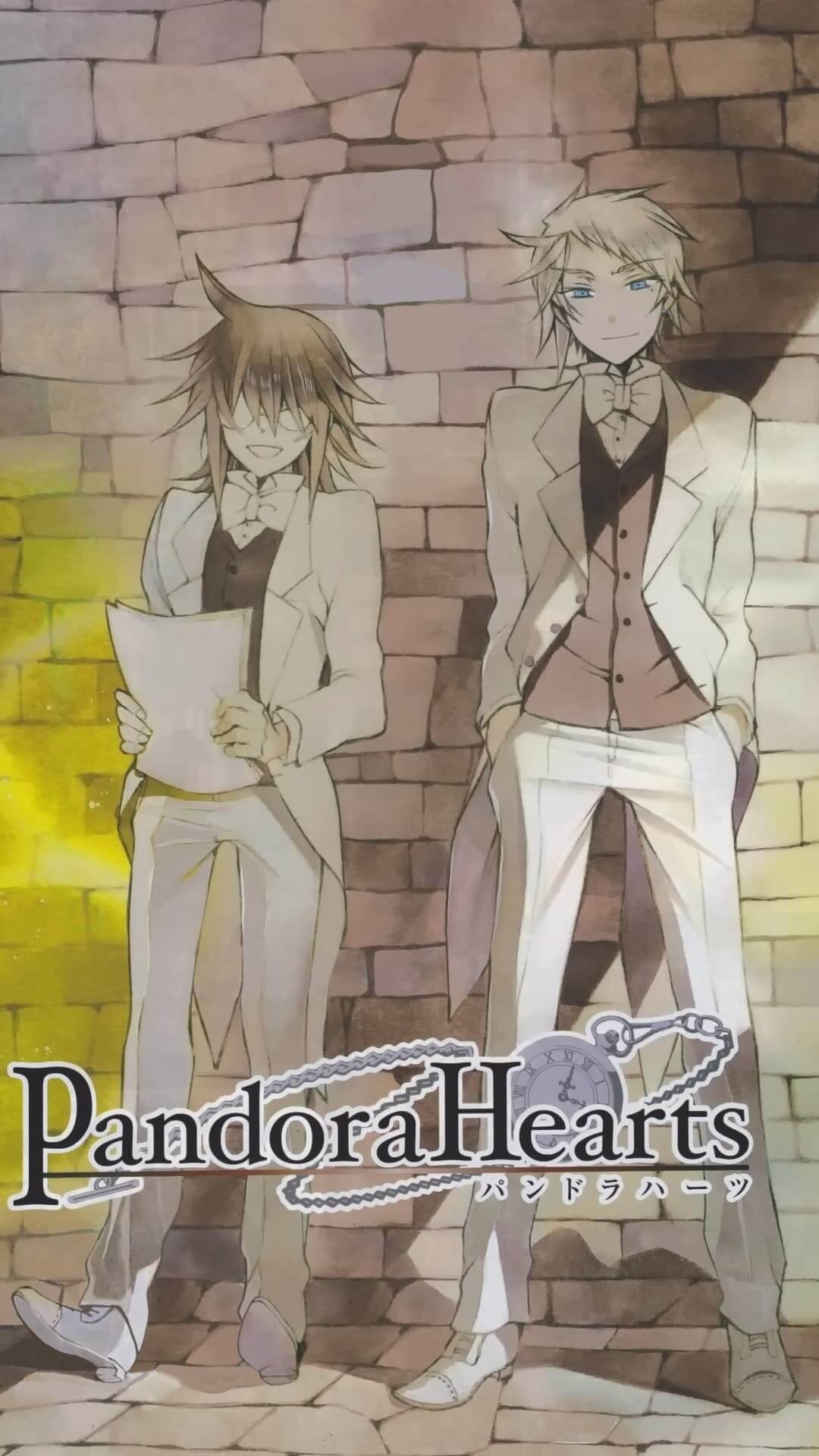 Two boys in white suits standing against a brick wall anime wallpaper, 4K