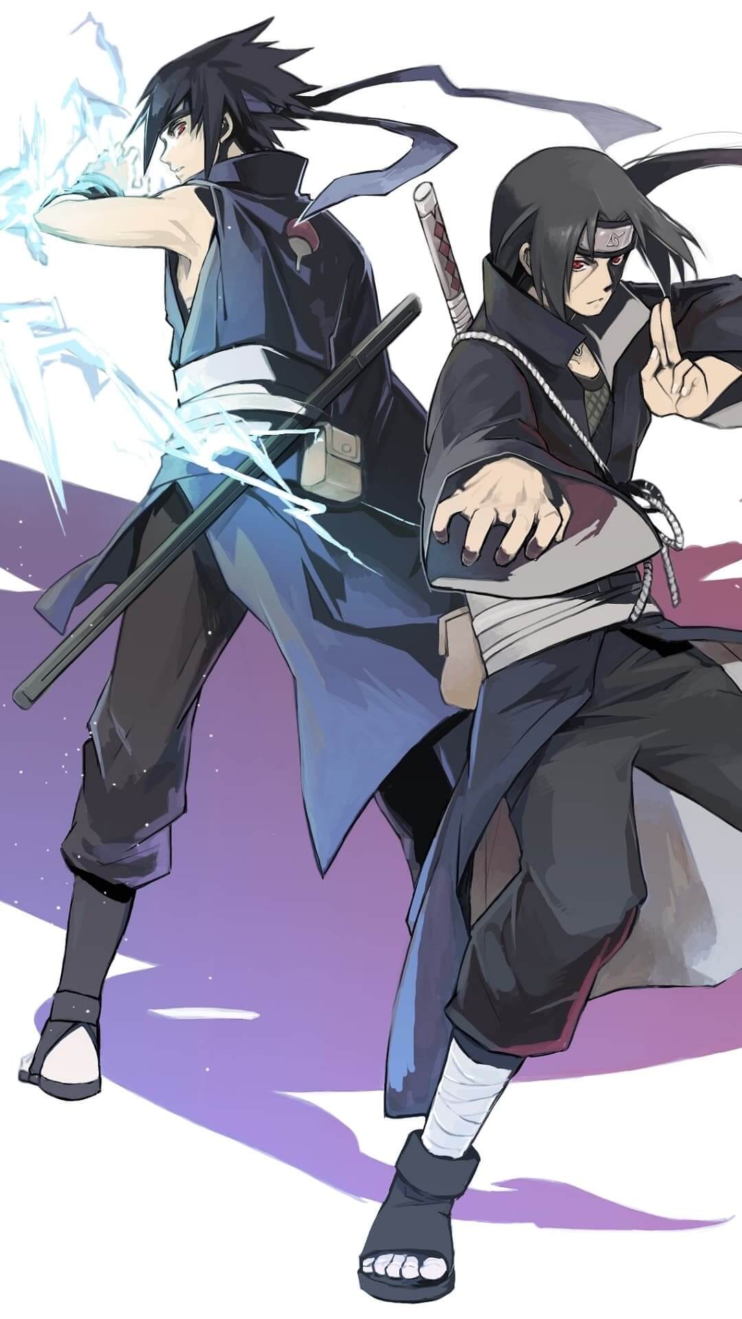 Two characters from Naruto with lightning and swords anime wallpaper, 4K