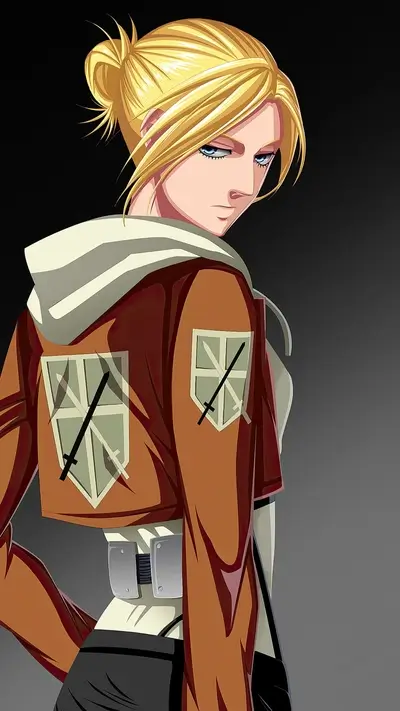 A blonde woman in a brown jacket