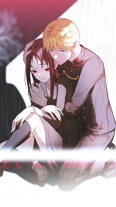 A boy comforts a girl in the rain