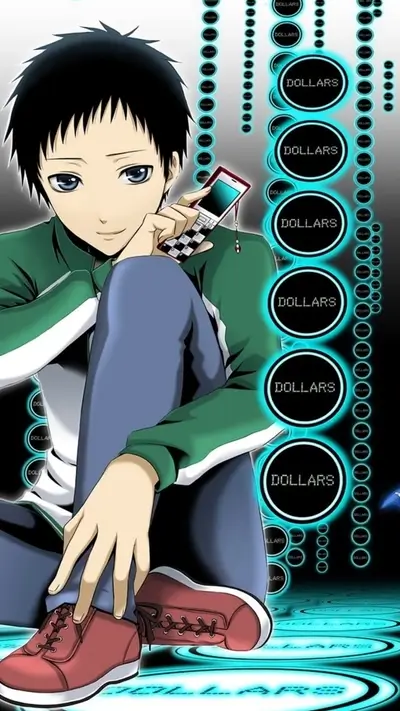 A boy sits with a phone, glowing circles surround him