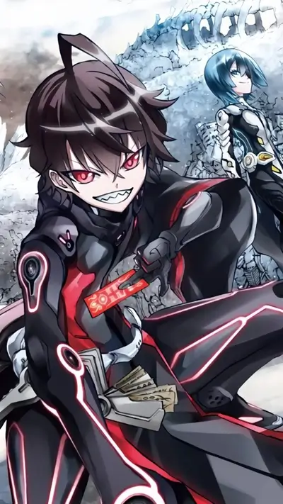 A boy with dark hair in futuristic clothing
