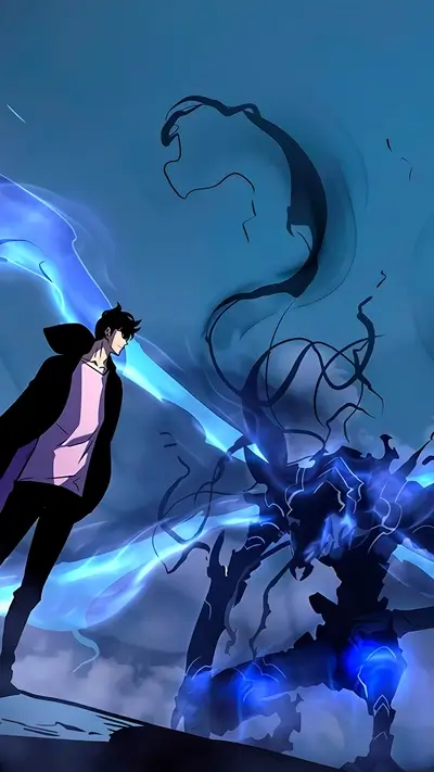 A character faces a powerful dark entity