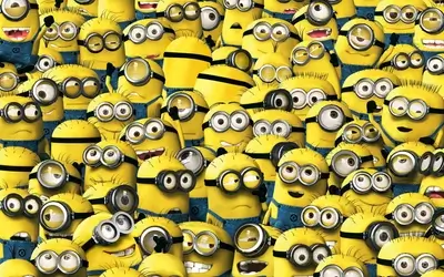 A crowd of Minions, yellow and playful