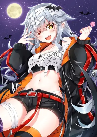 A cute girl in a Halloween costume