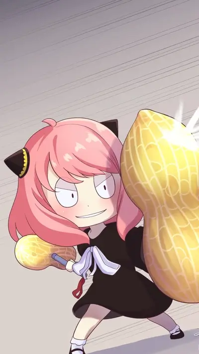 A cute girl wielding giant peanuts