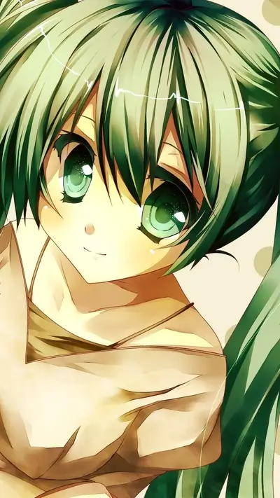 A cute girl with green hair