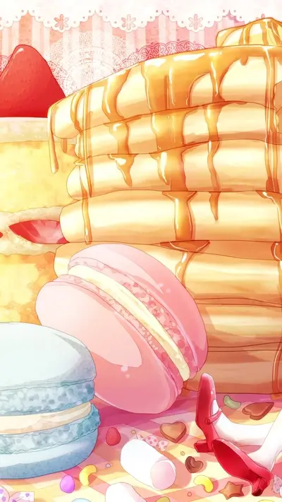 A delightful spread of pancakes, macarons, and sweets