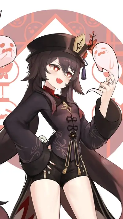 A girl in a dark-colored Chinese-style outfit holds a pale ghost
