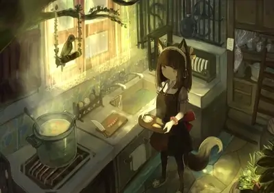 A girl in a kitchen preparing a meal