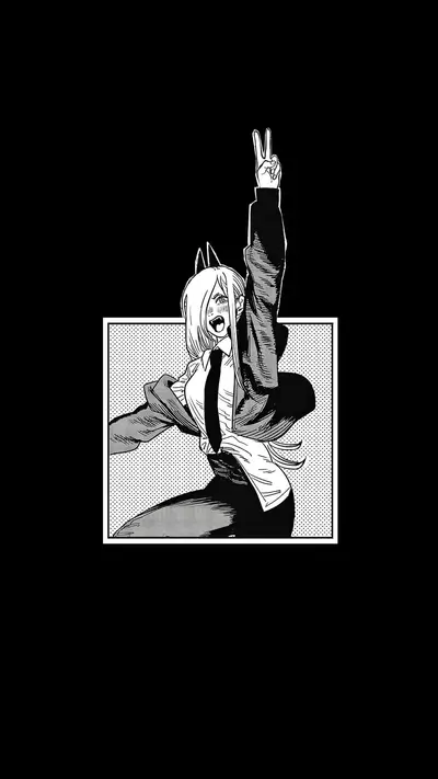 A girl in a suit, peace sign, black and white