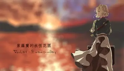 A girl with a suitcase stands before a blurred sunset